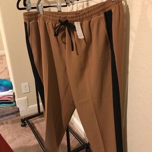 Women’s plus size drawstring pants with front pockets and one back pocket.